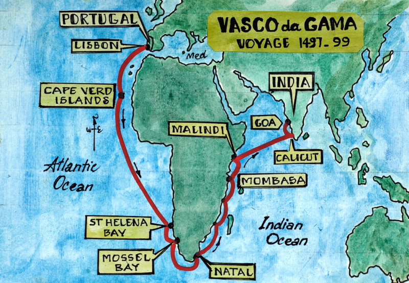 vasco da gama voyage map